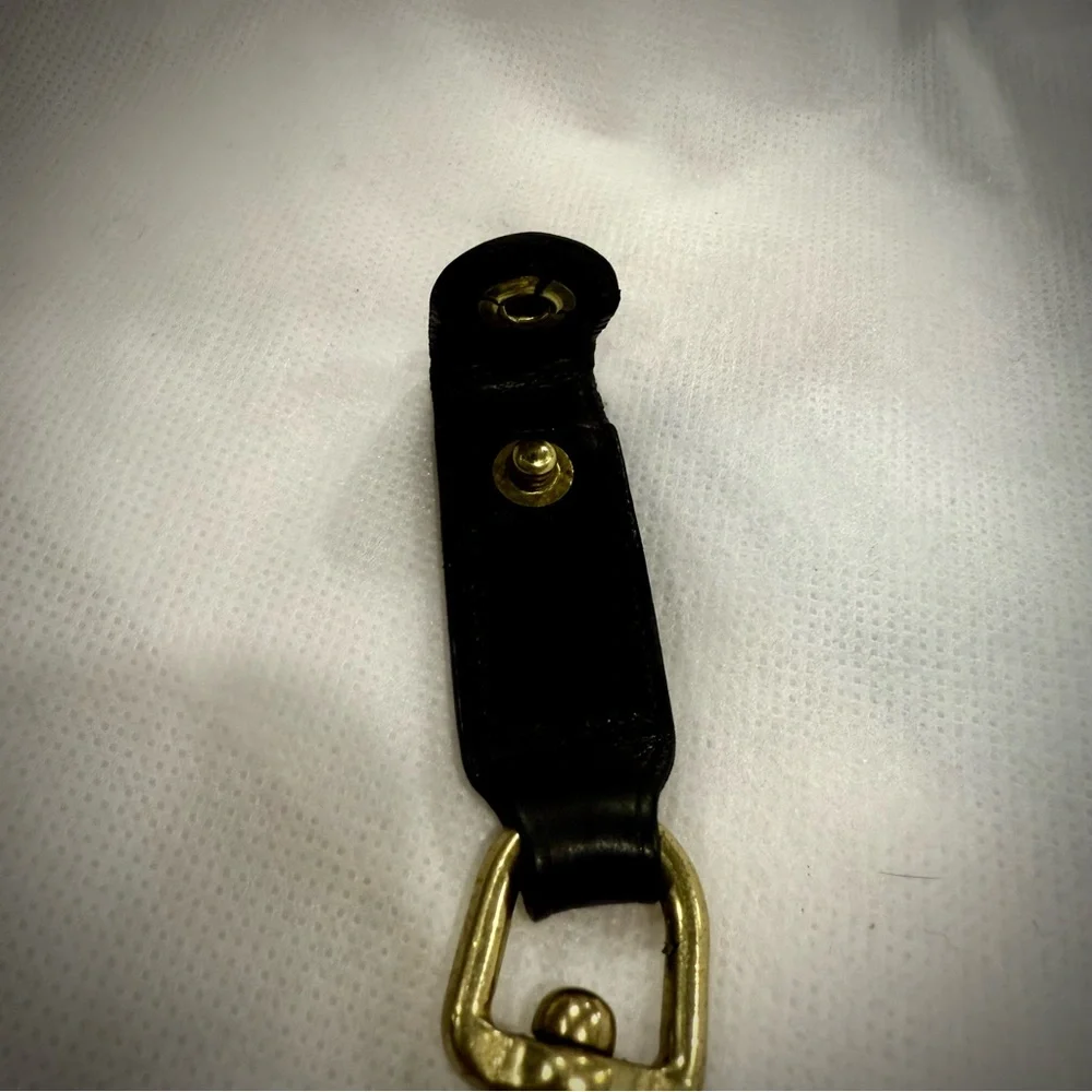 Coach Vintage Black Leather Trigger Brass Snap Keychain